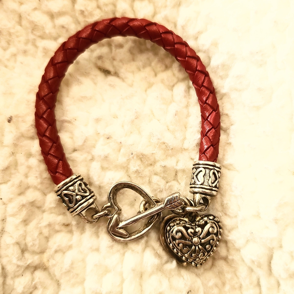 Red Braided Bracelet with Heart Charm